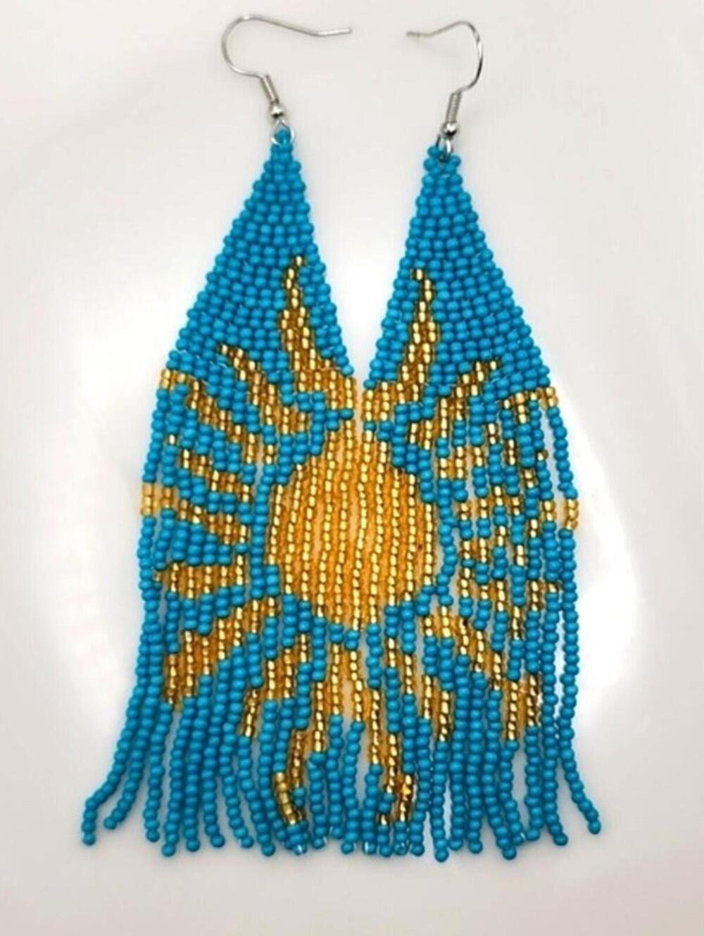 Santorini Sunbeams Boho Sun Beaded Matching Earrings - Picture 2 of 4